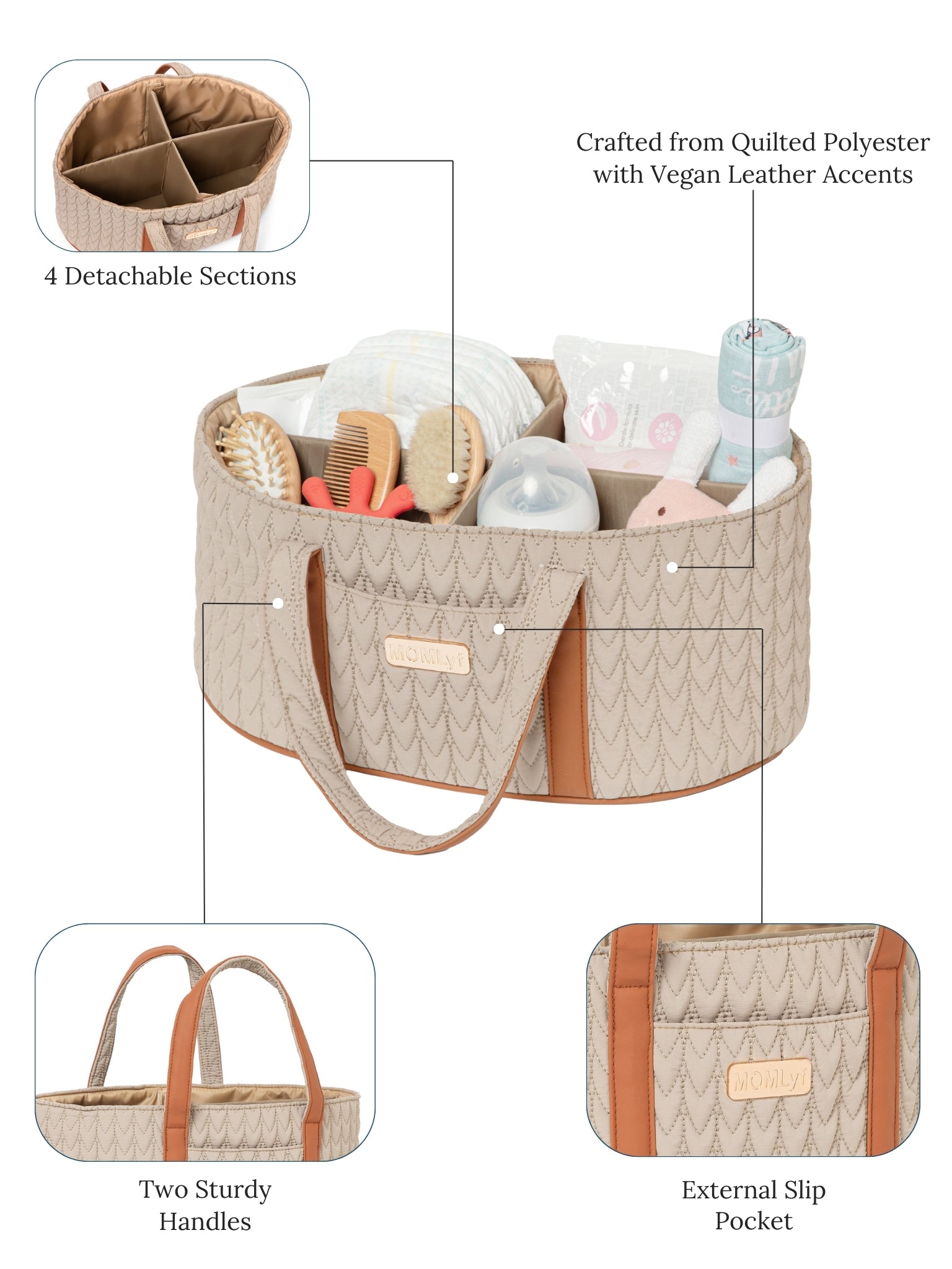 Nesté Diaper Caddy - Warm Beige