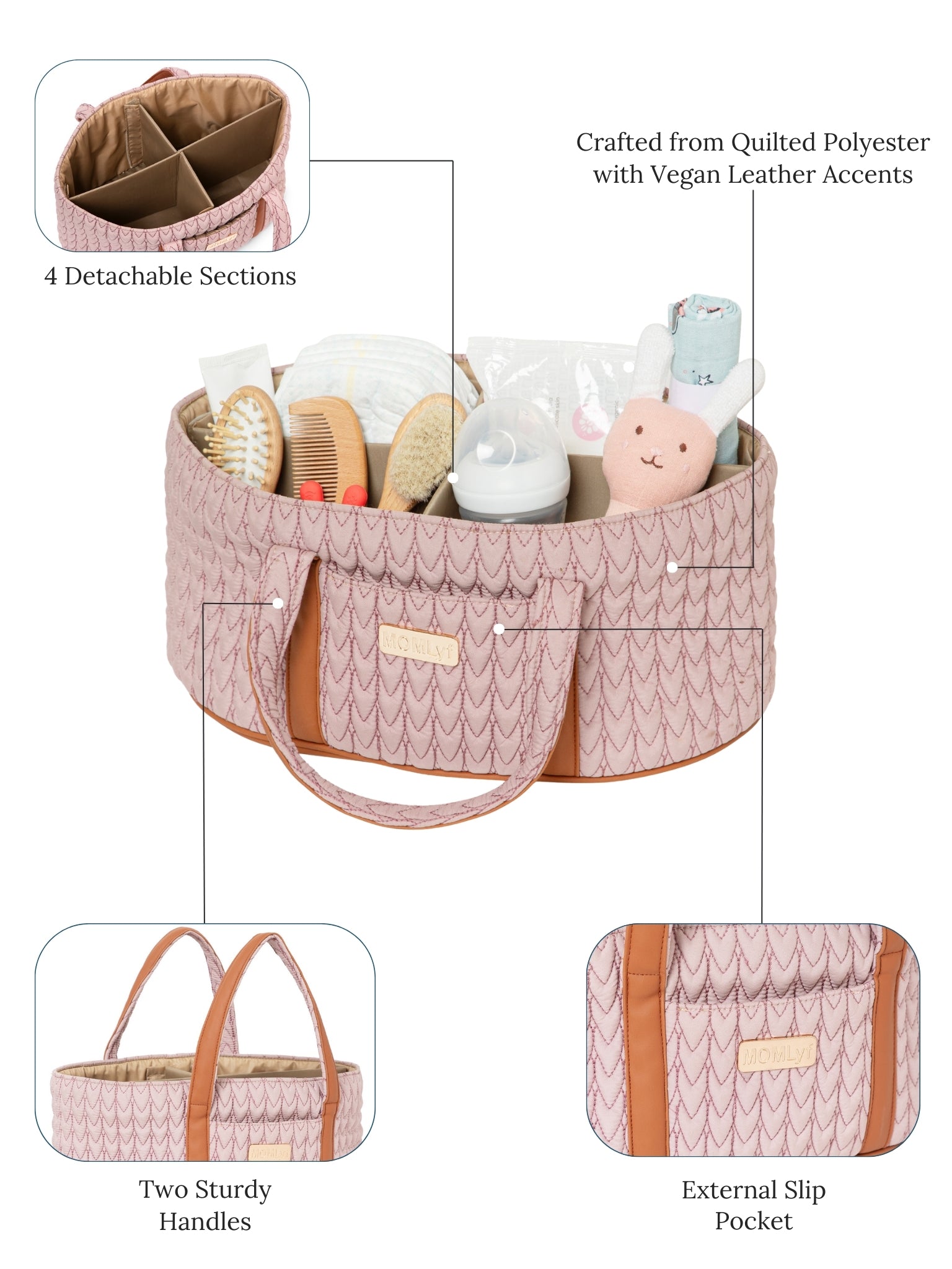 Nesté Diaper Caddy - Dusty Pink