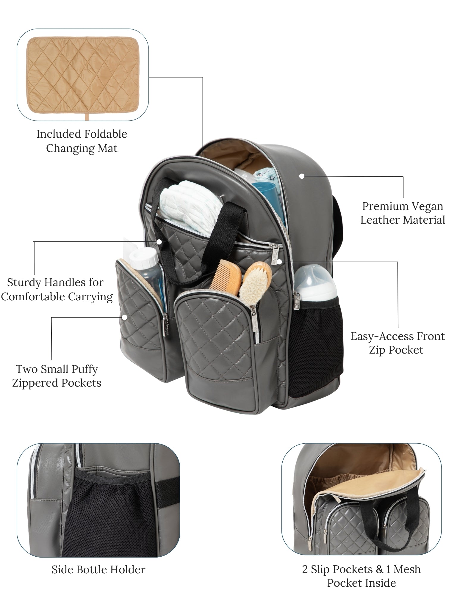 Zivvy Diaper Bag - Iron Grey