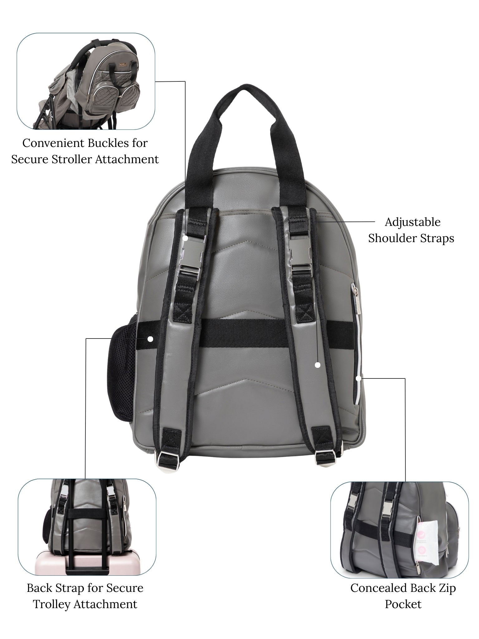 Zivvy Diaper Bag - Iron Grey