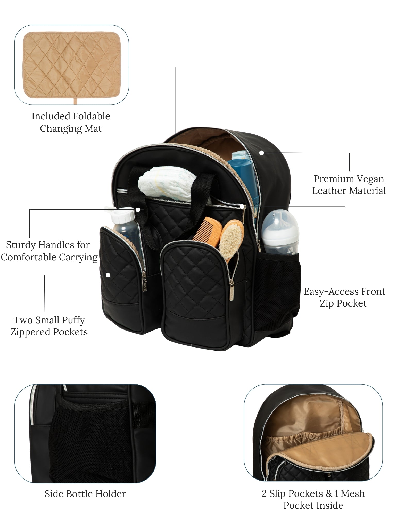 Zivvy Diaper Bag - Black