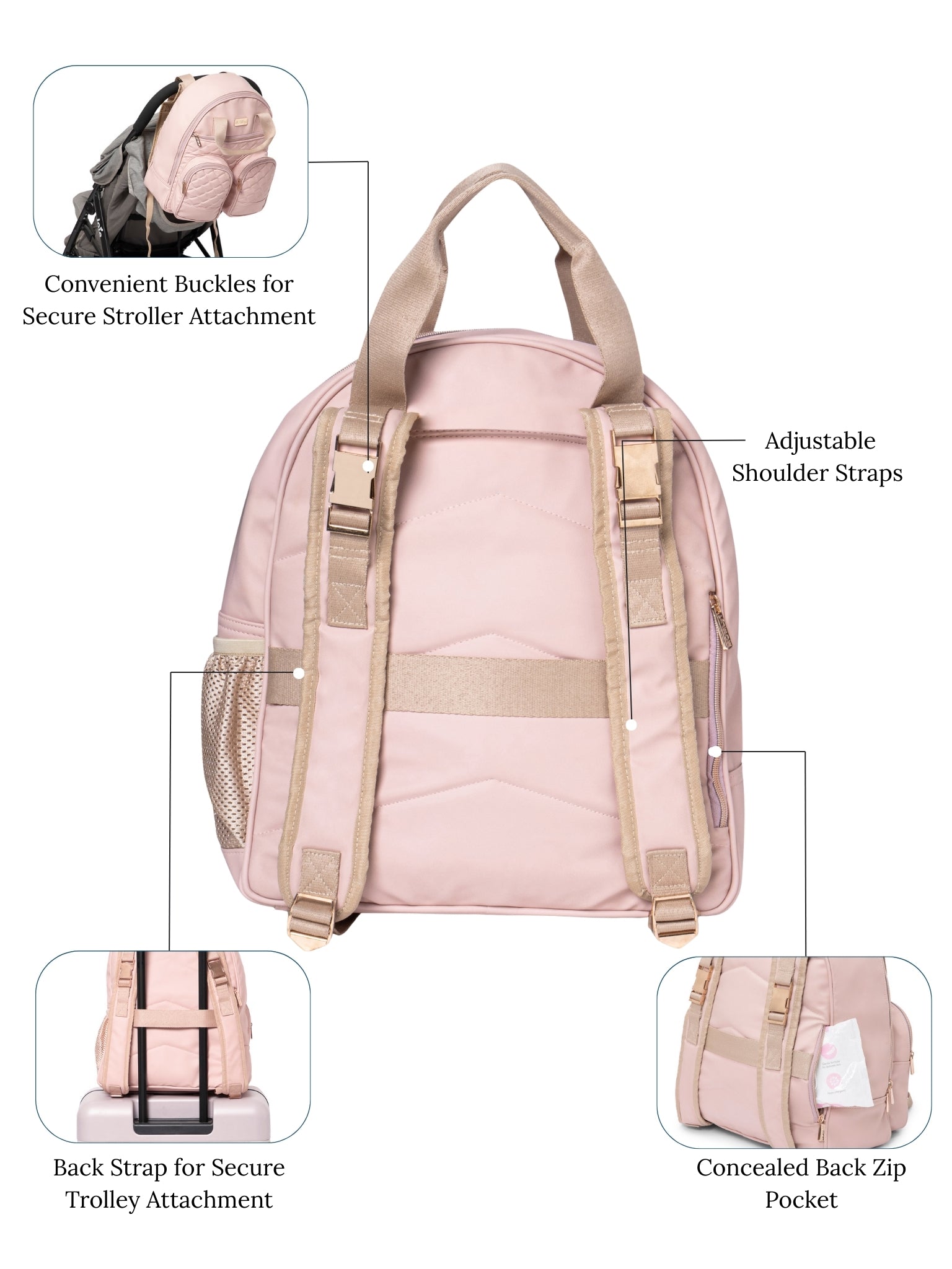 Zivvy Diaper Bag - Pastel Pink