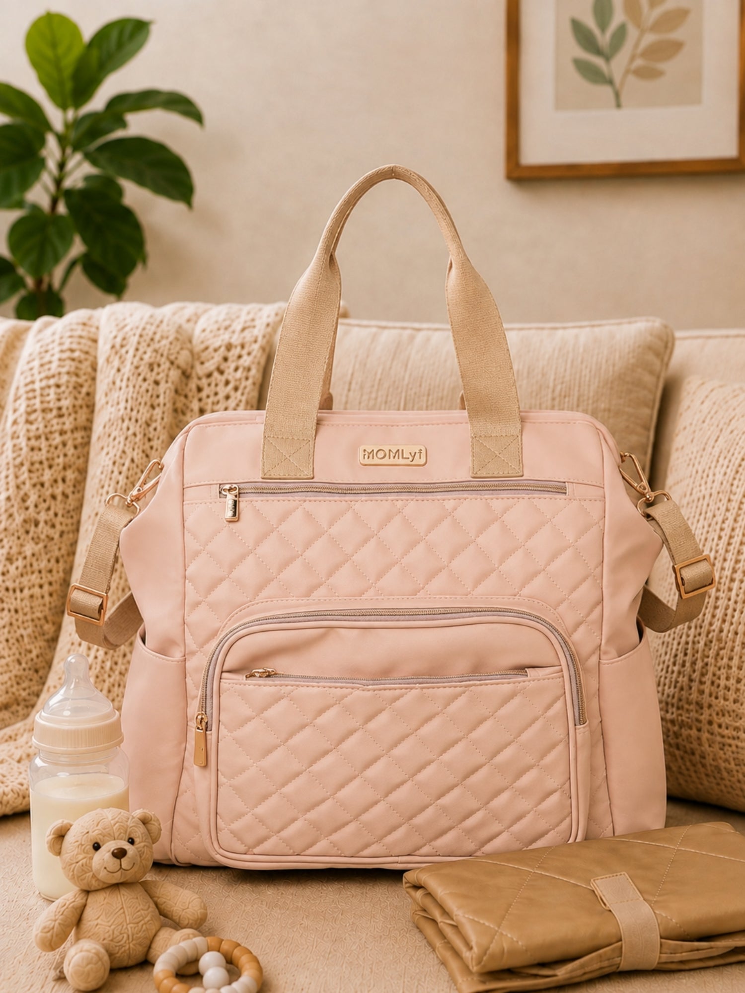 Lumii Diaper Bag - Pastel Pink