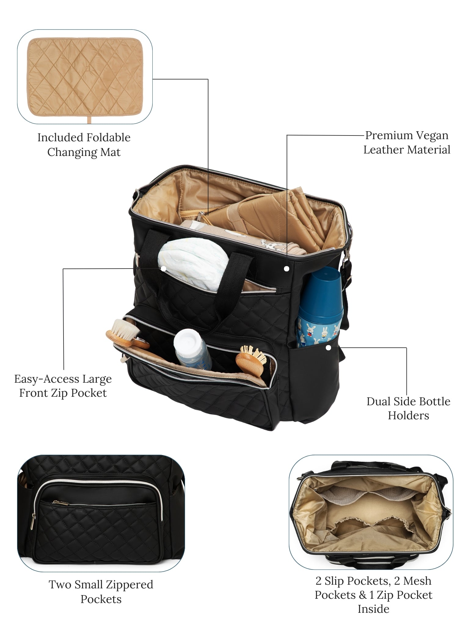 Lumii Diaper Bag - Black