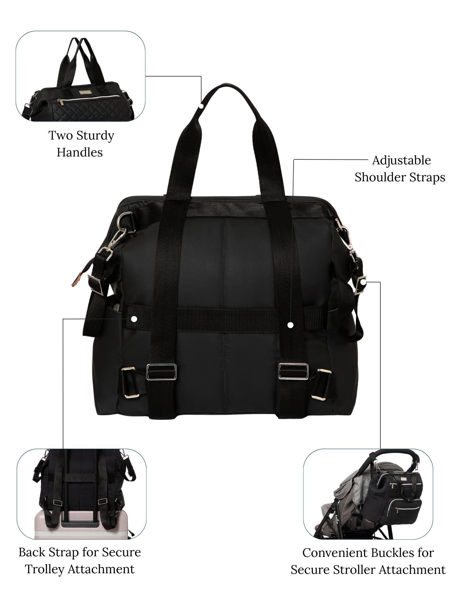 Lumii Diaper Bag - Black