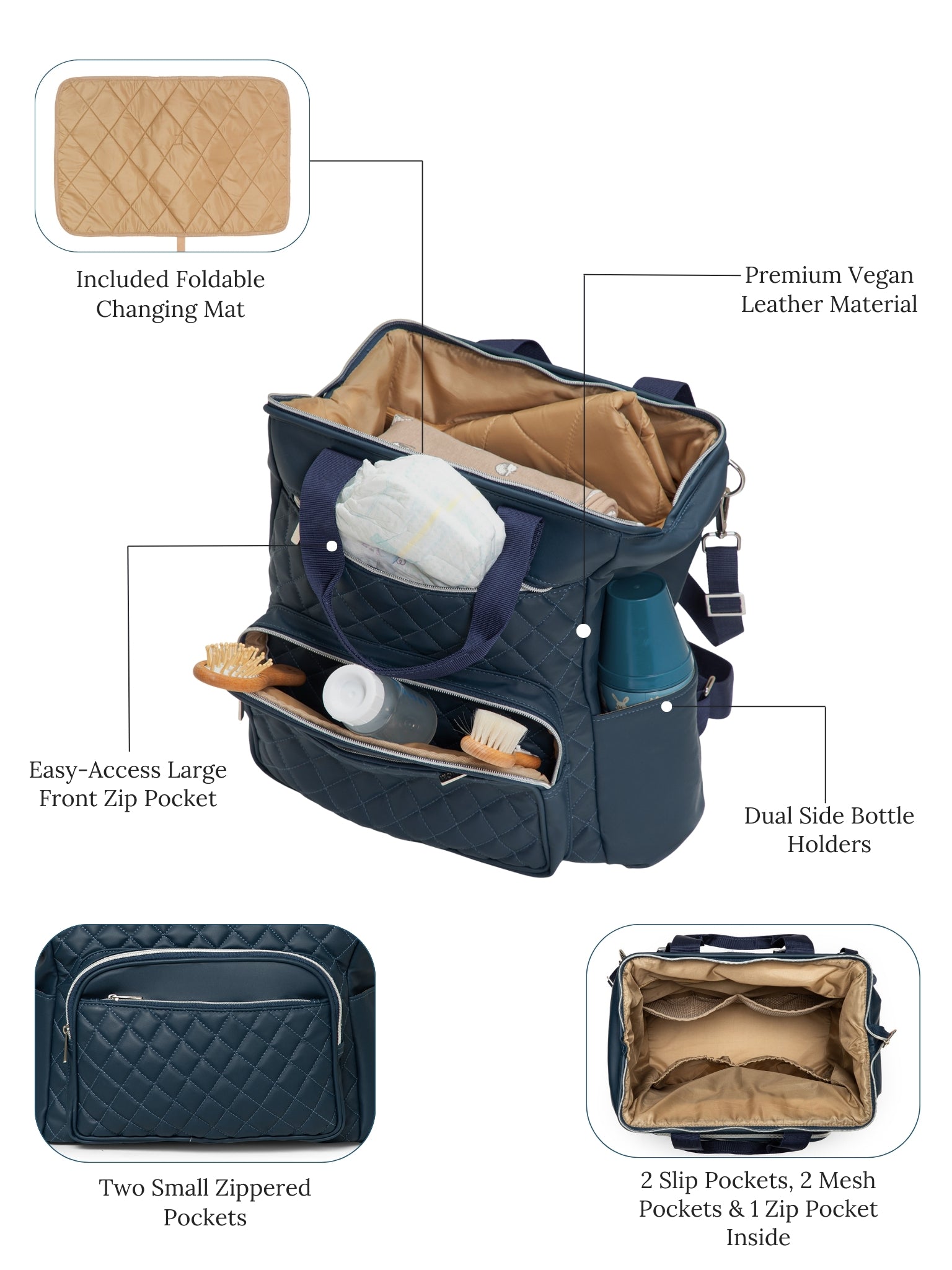 Lumii Diaper Bag - Midnight Blue