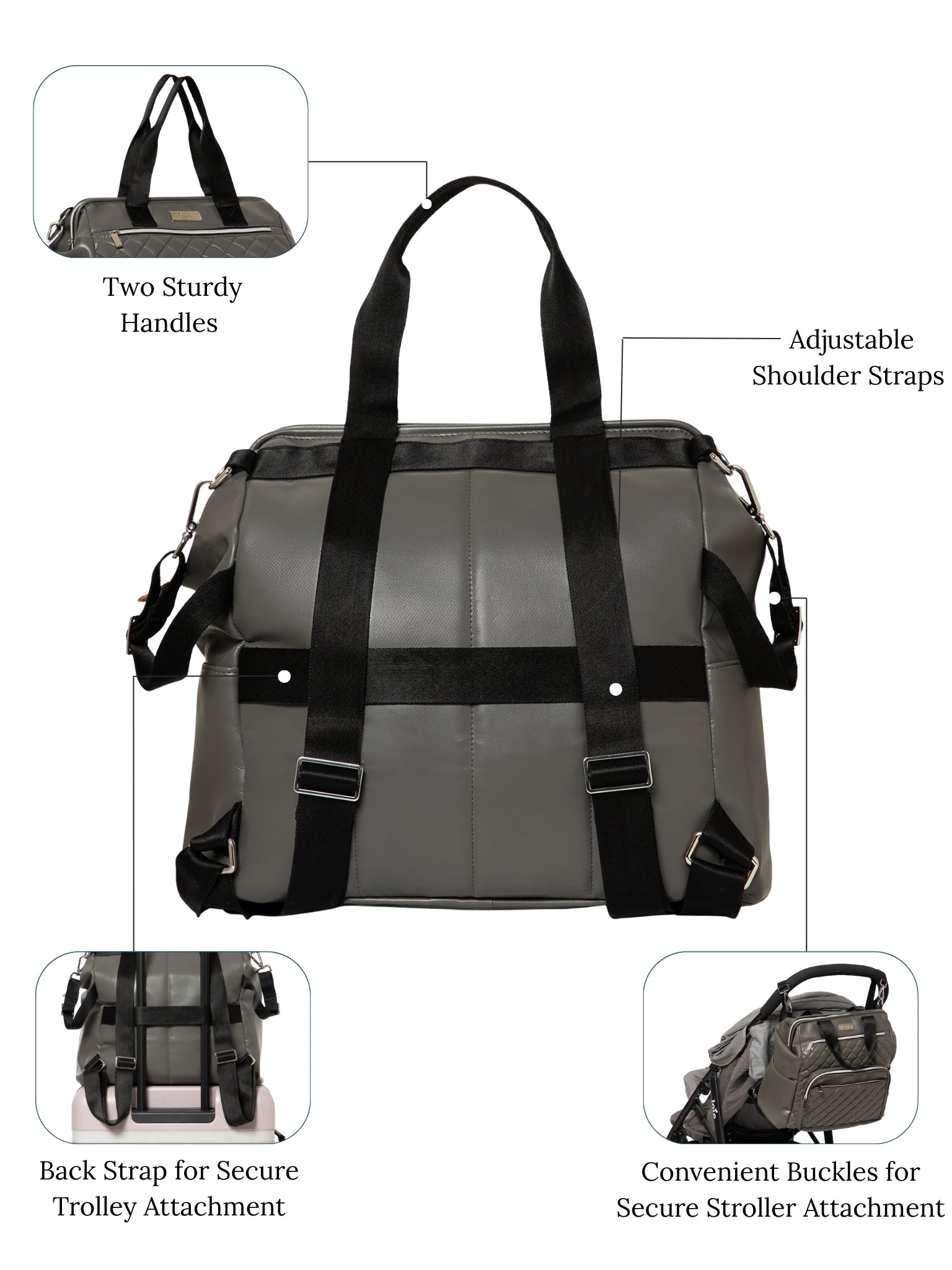 Lumii Diaper Bag - Iron Grey