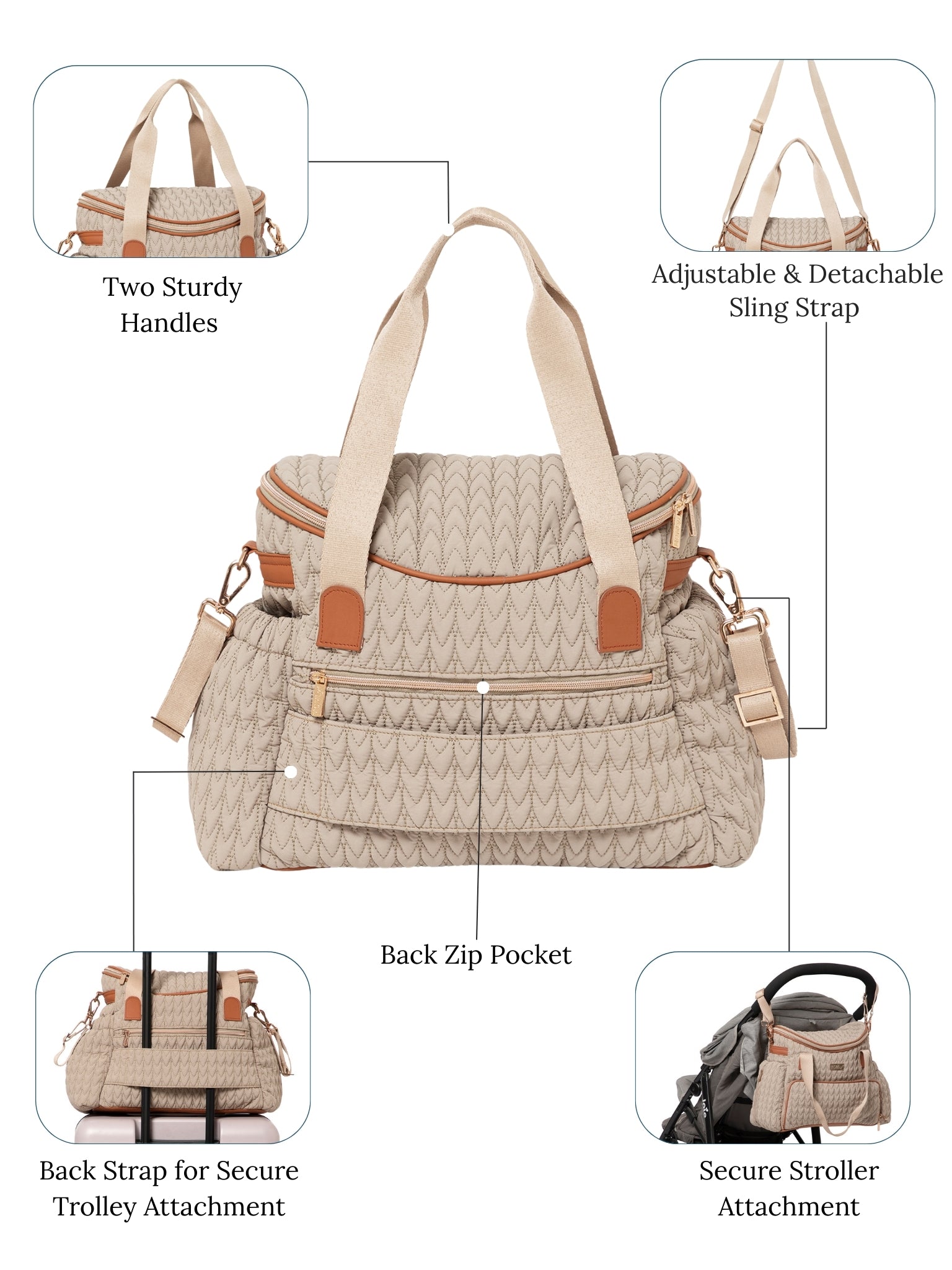 Oruva Diaper Bag - Beige