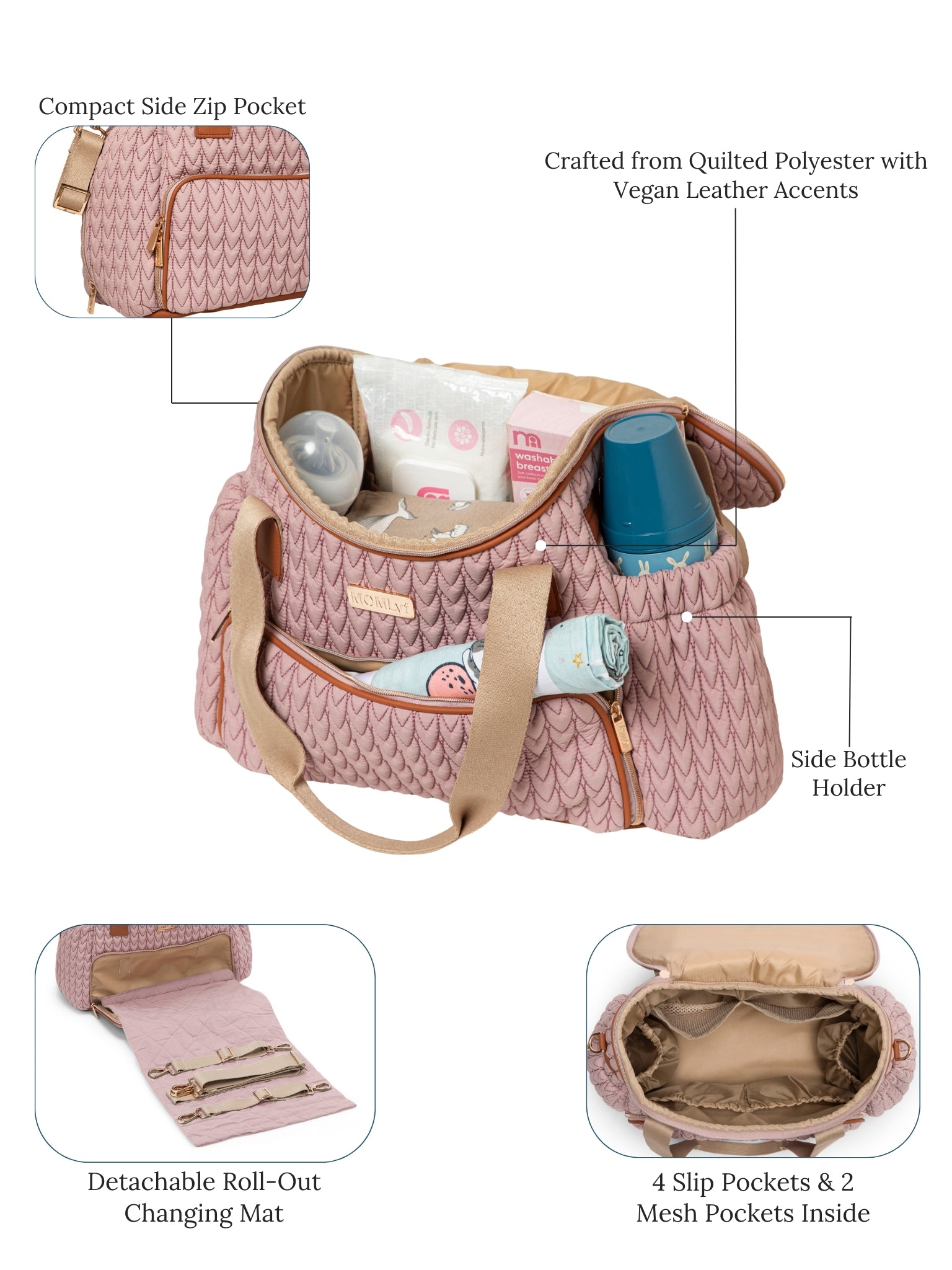 Oruva Diaper Bag - Dusty Pink