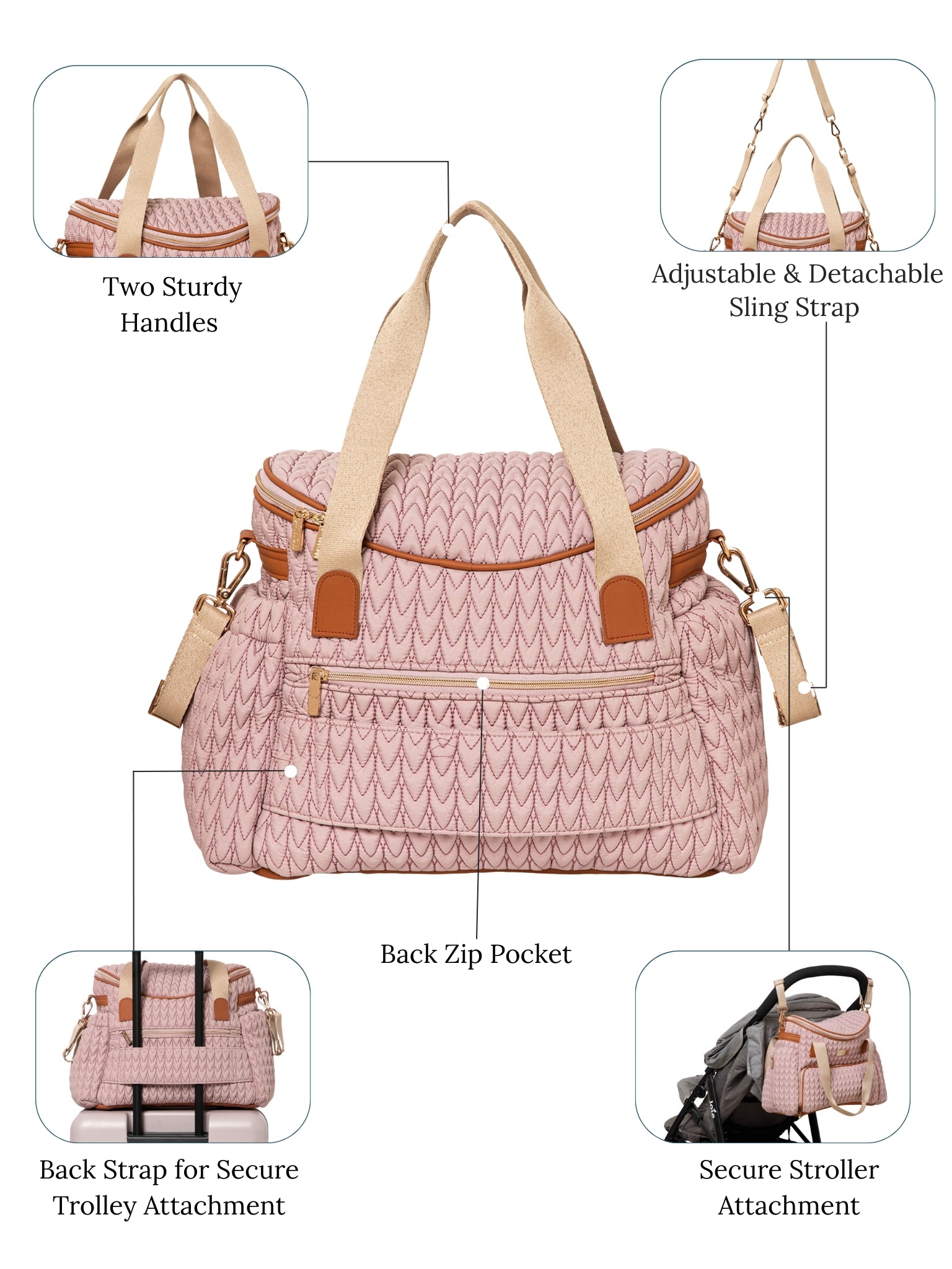 Oruva Diaper Bag - Dusty Pink