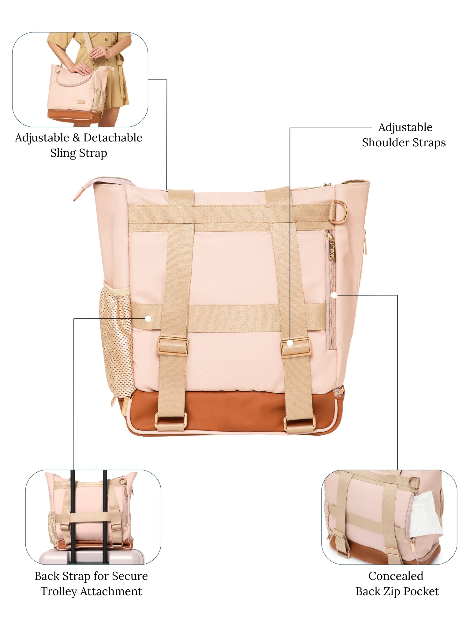 Mavvi Diaper Bag - Dusty Pink