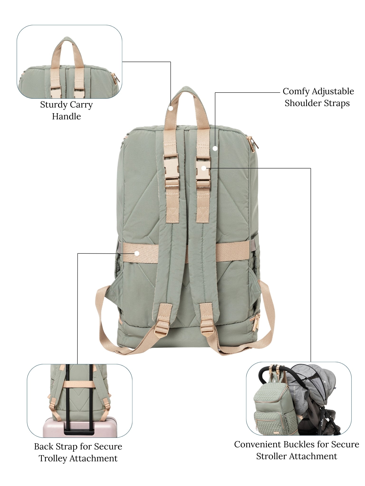 Keera Diaper Bag - Sage Green