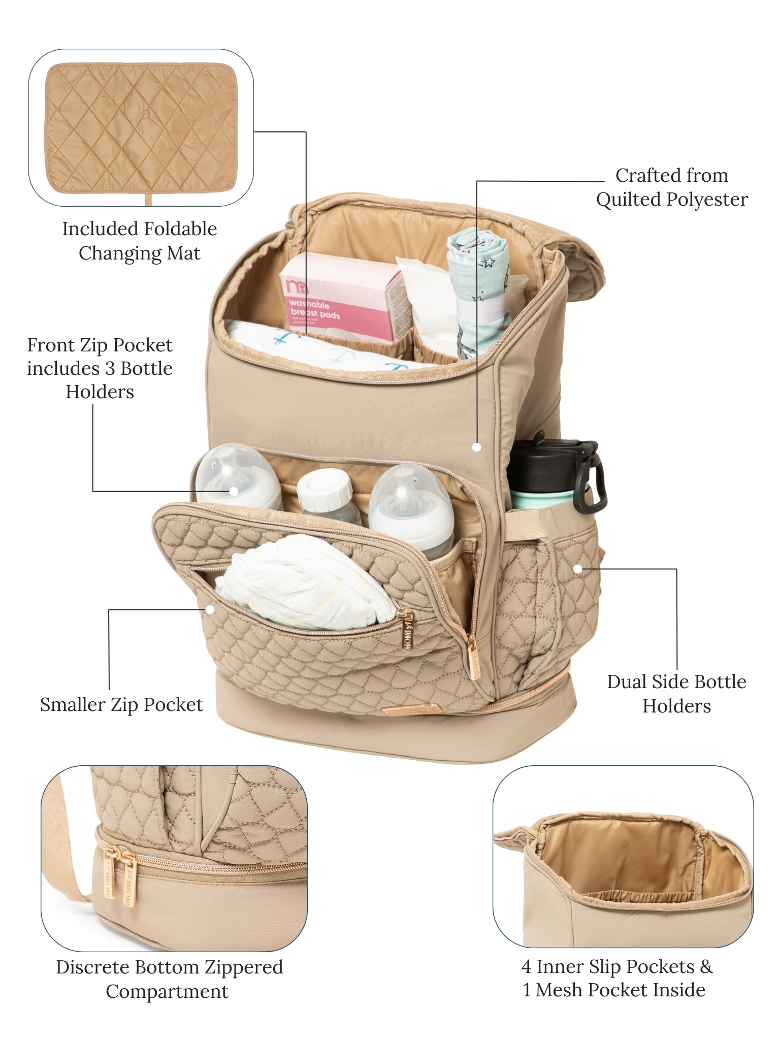 Keera Diaper Bag - Nude