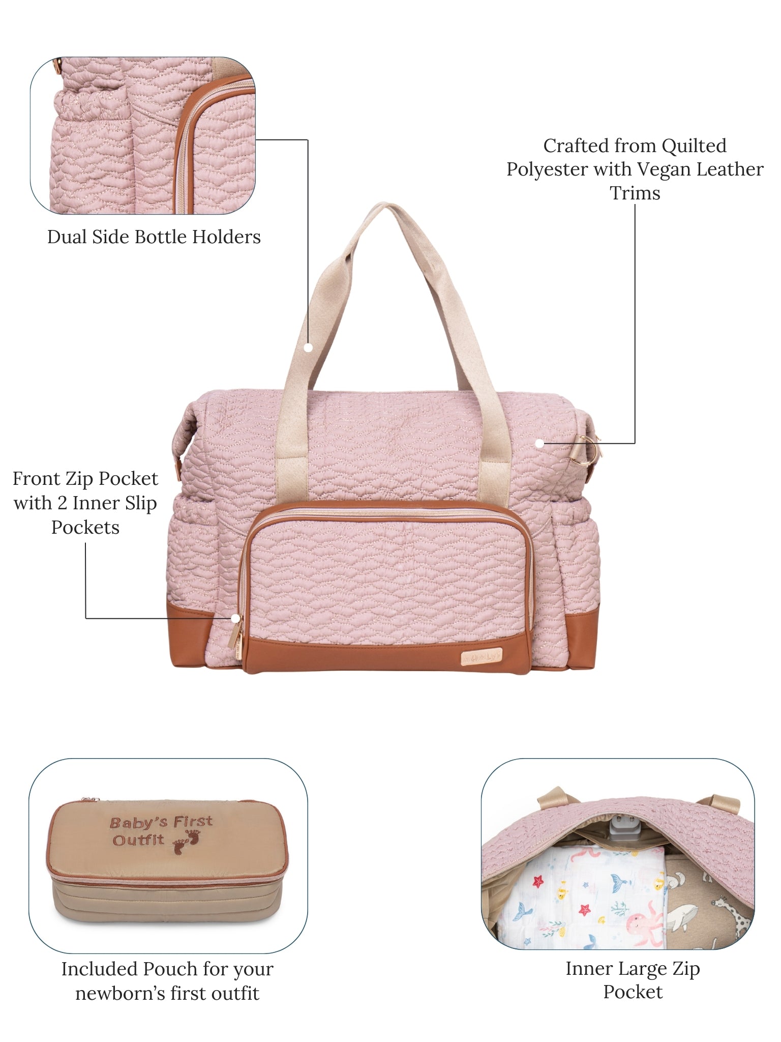 Olivia Hospital Bag - Dusty Rose