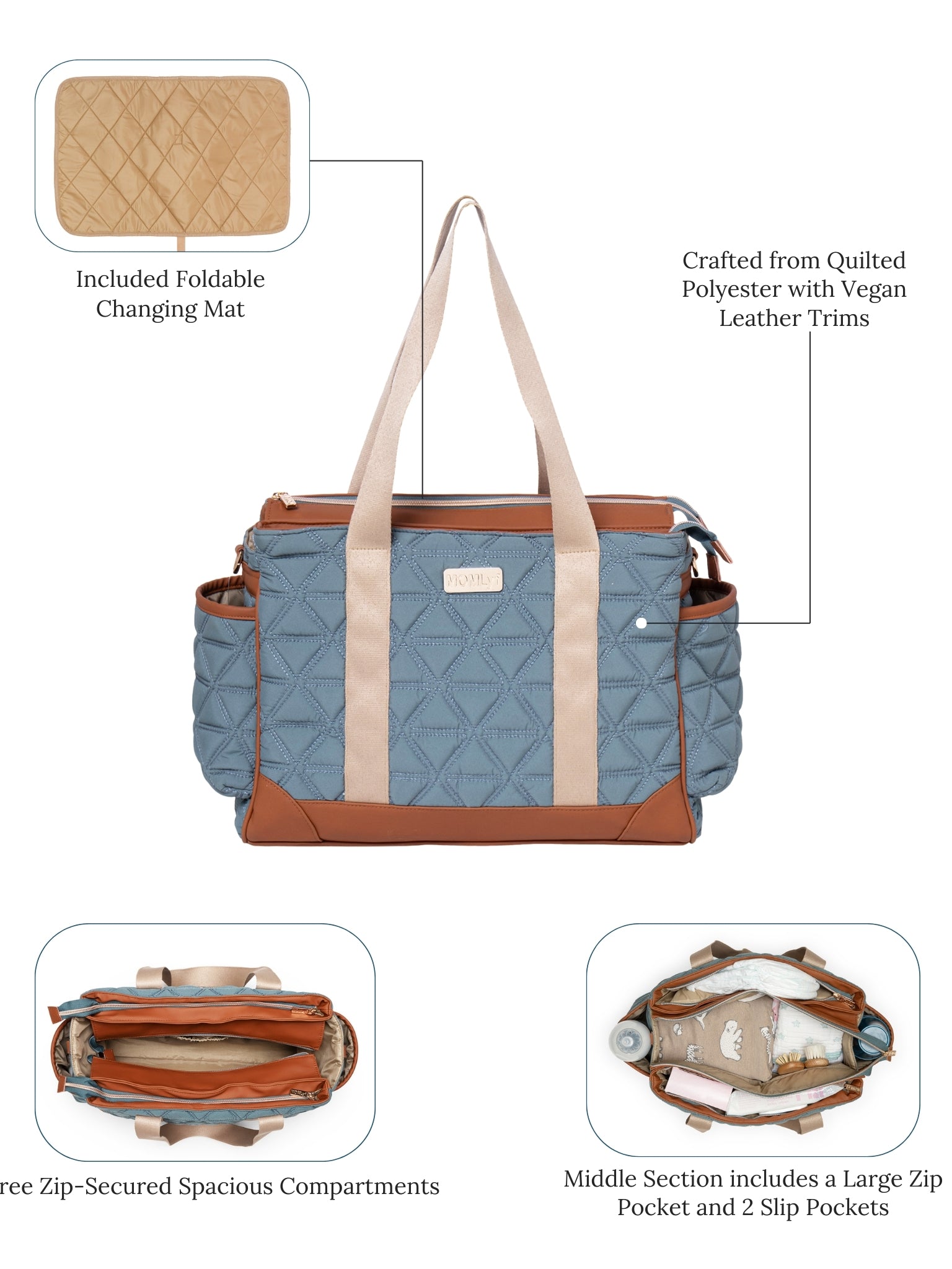 Kynah Diaper Bag - Teal Green