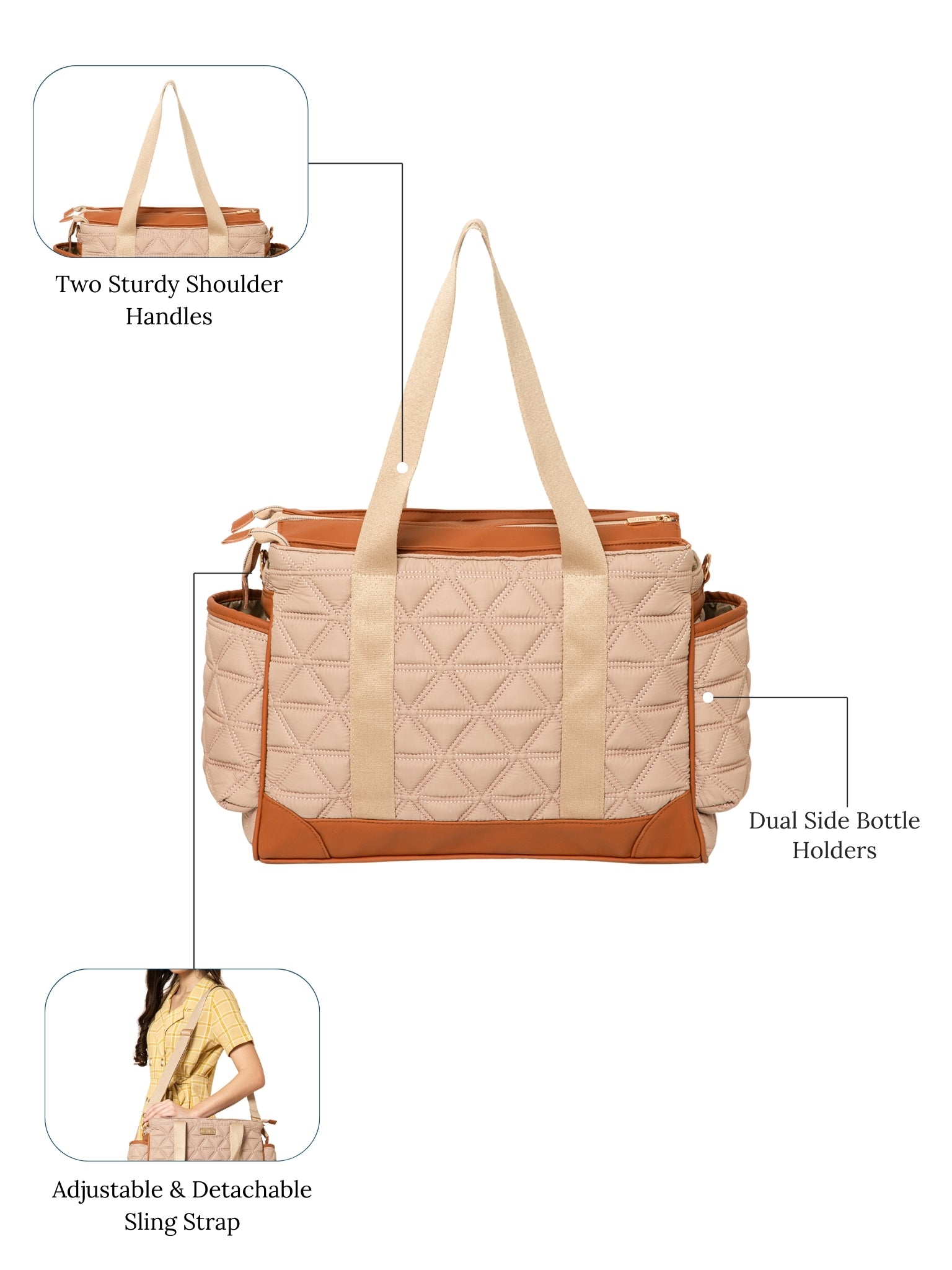Kynah Diaper Bag - Warm Beige