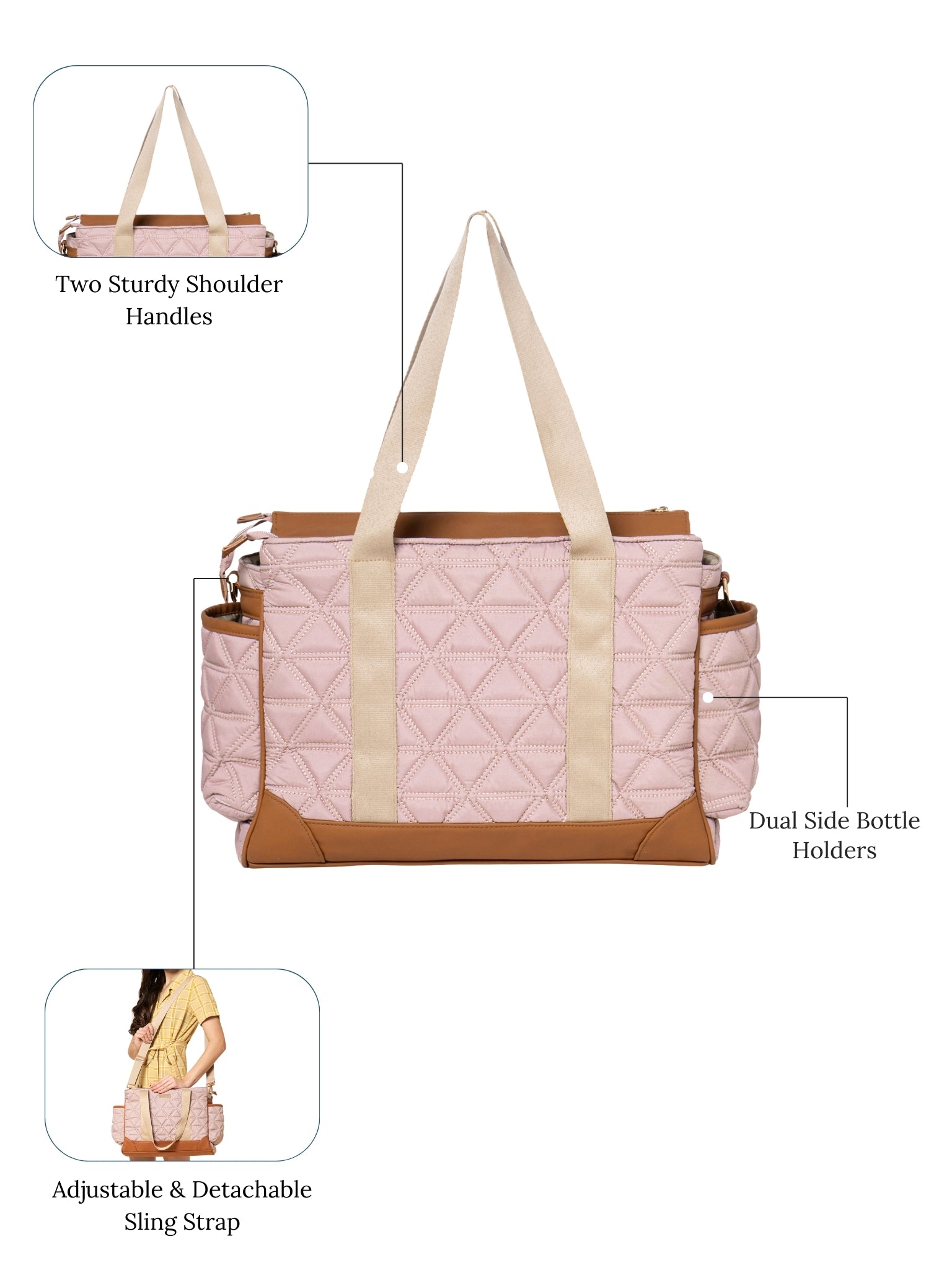 Kynah Diaper Bag - Dusty Pink
