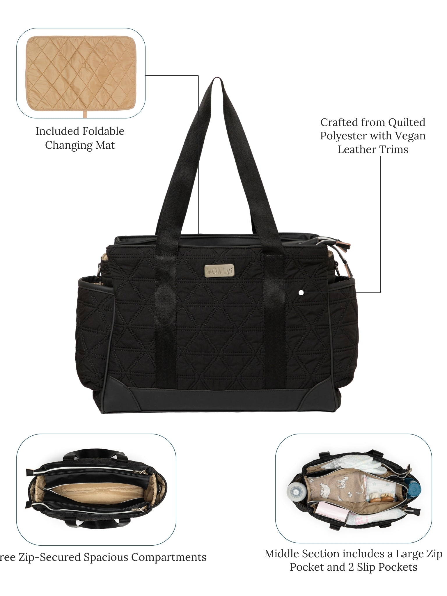 Kynah Diaper Bag - Black