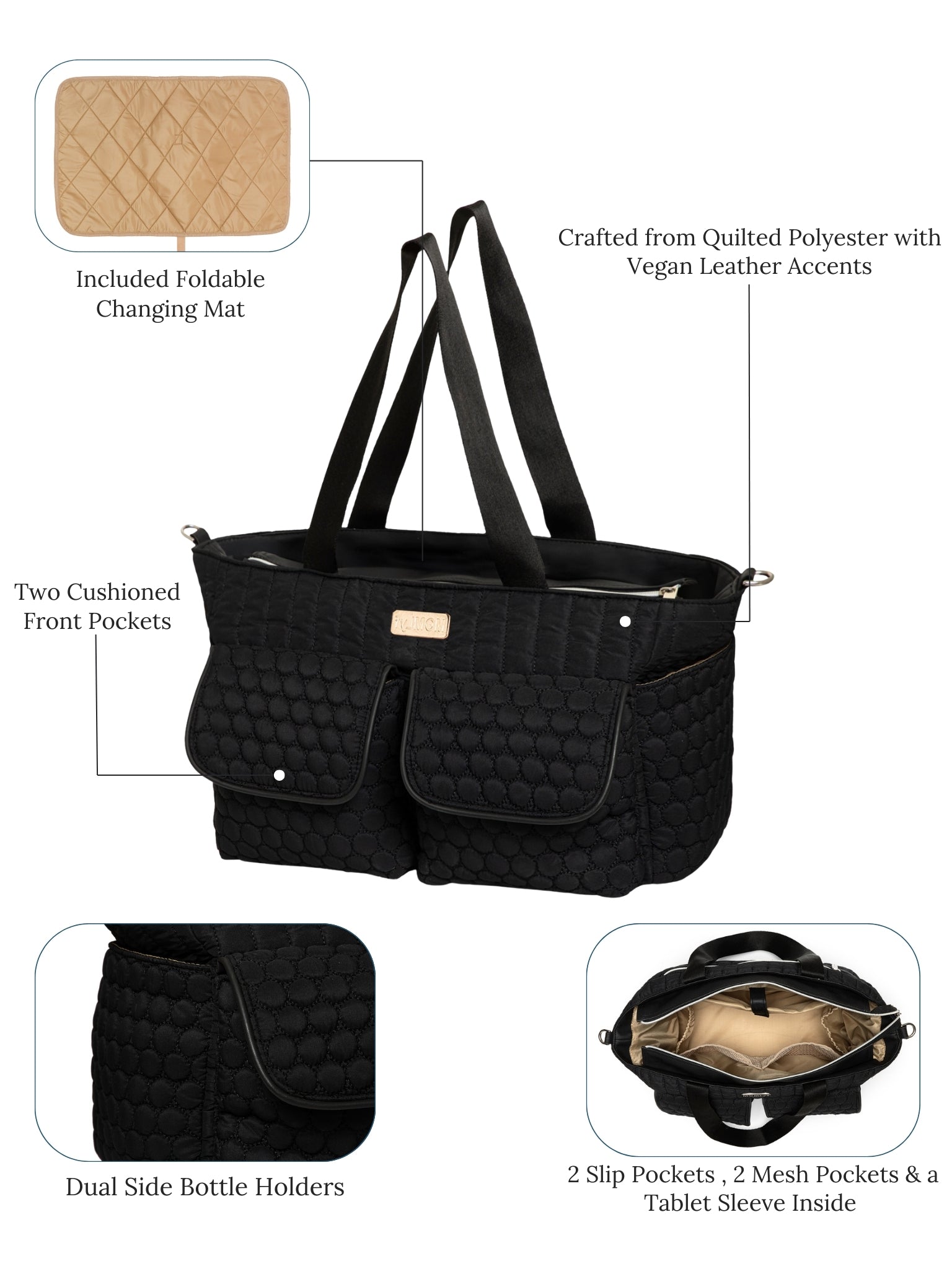Cavya Diaper Bag - Black