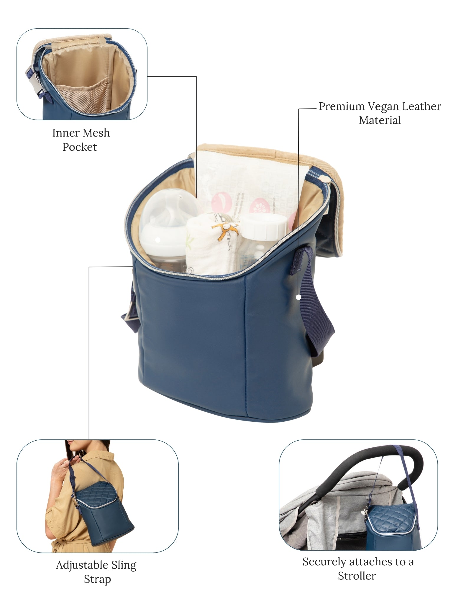 Cubbii Grab and Go Bag - Steel Blue