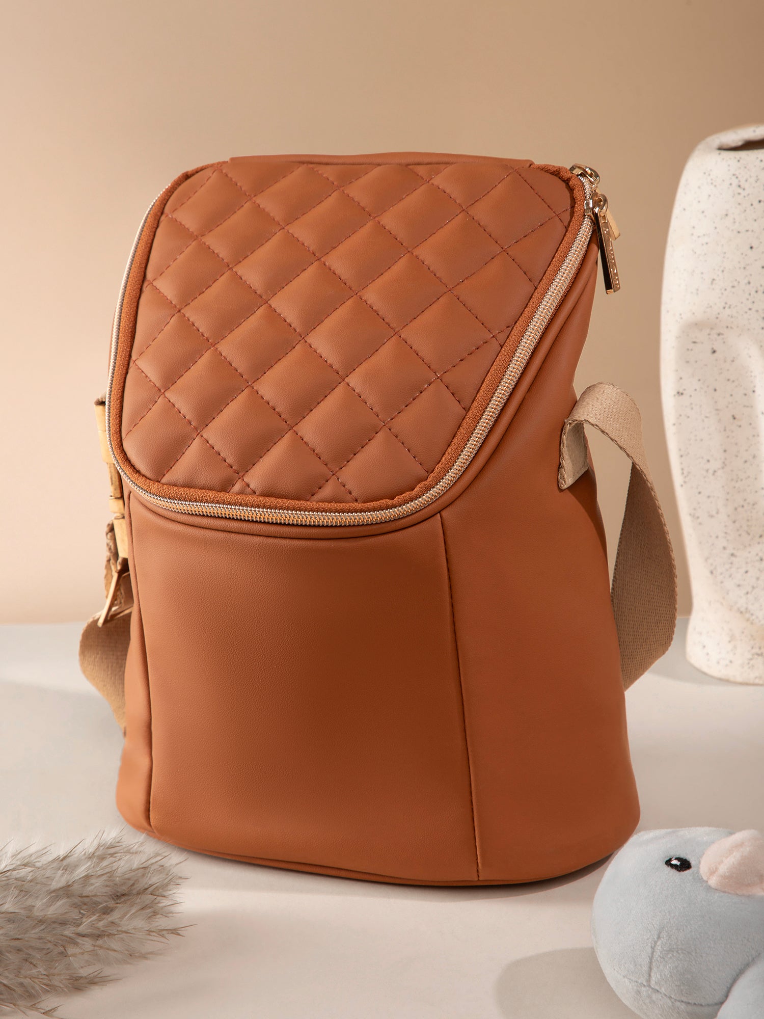 Cubbii Grab and Go Bag - Tan Camel Brown