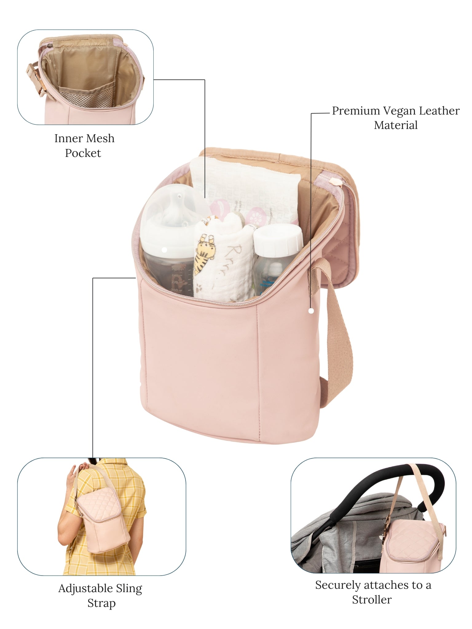 Cubbii Grab and Go Bag - Powder Blush Pink