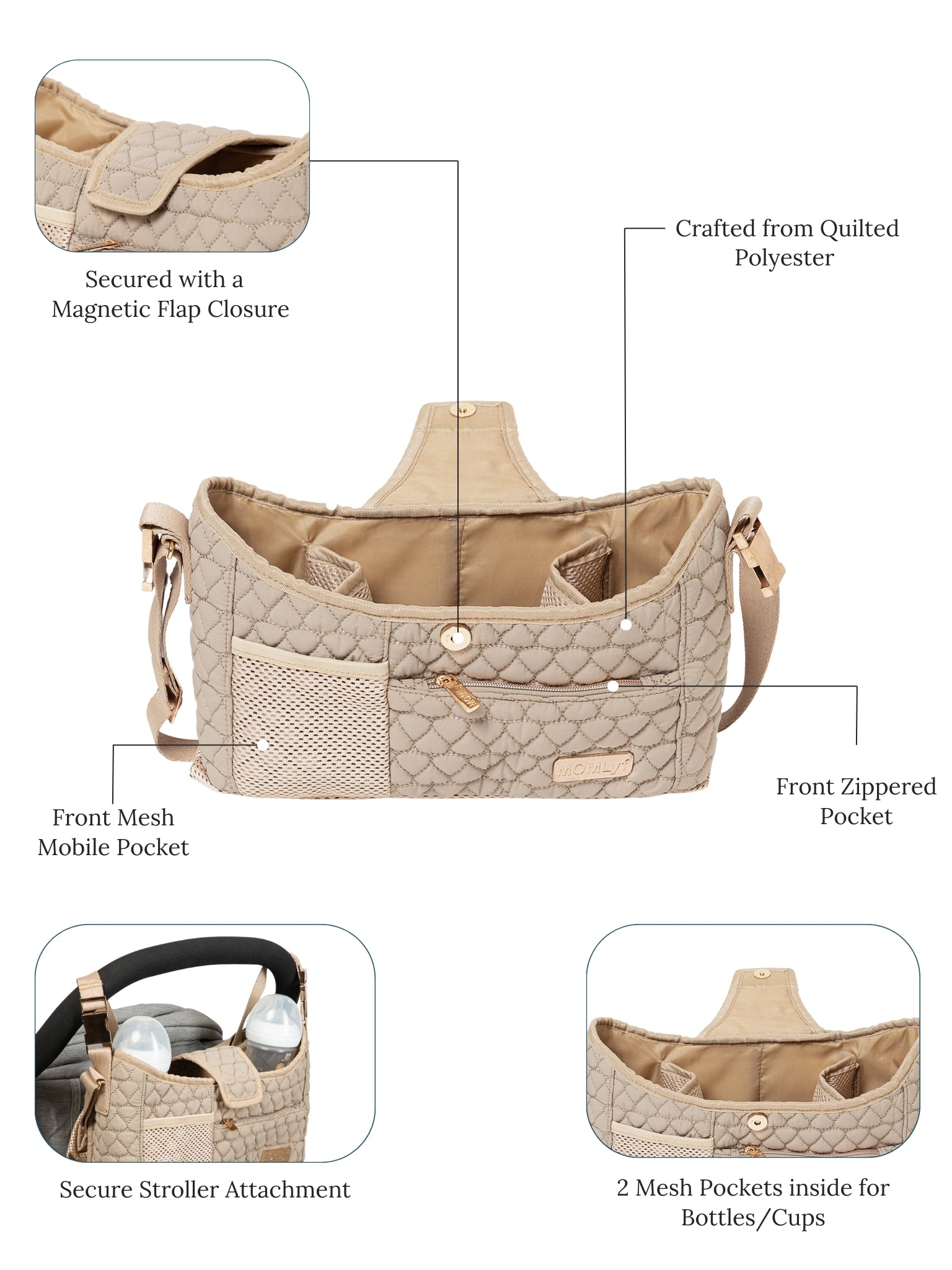 Truva Stroller Caddy - Taupe Beige