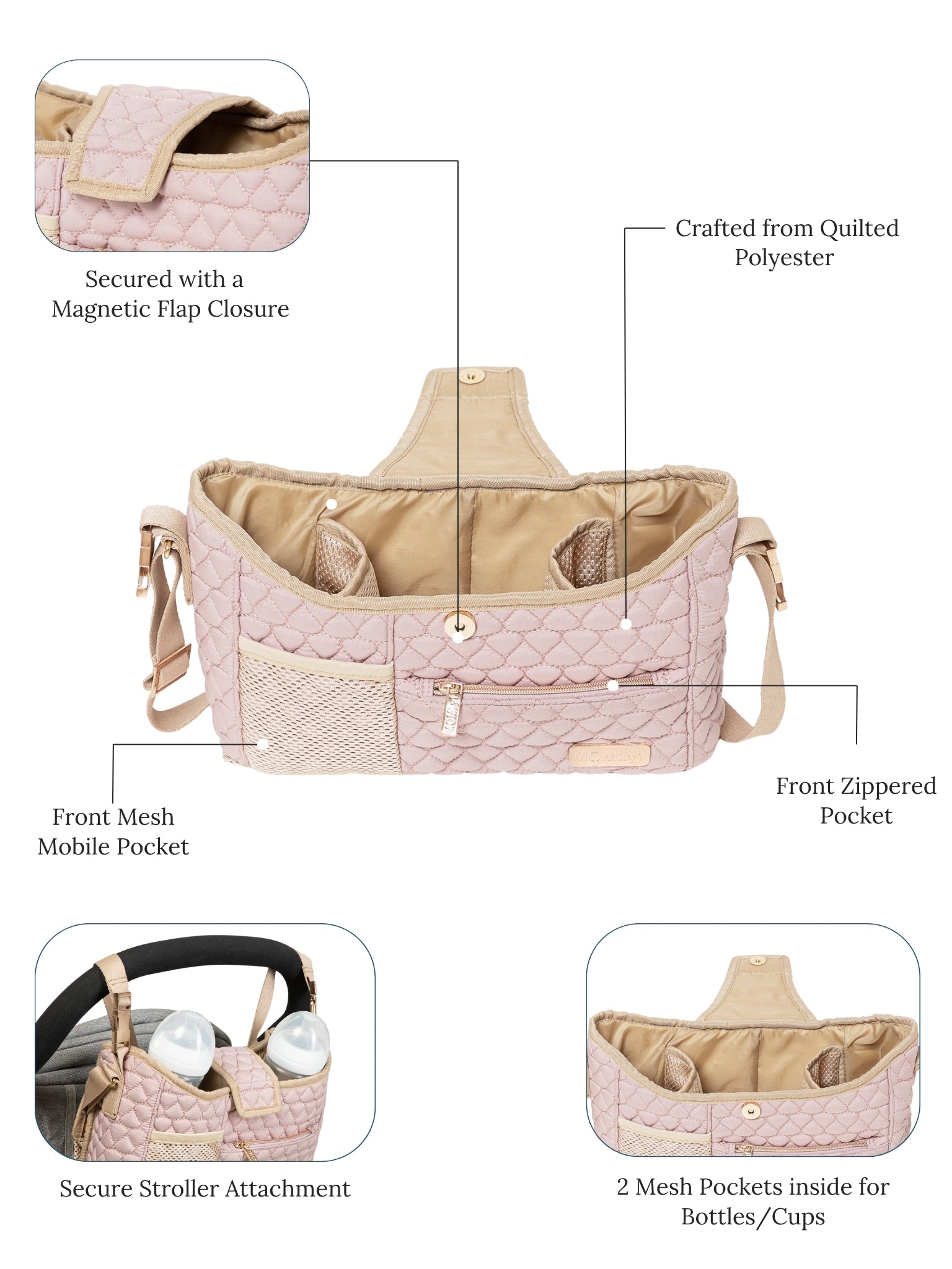 Truva Stroller Caddy - Blush Pink