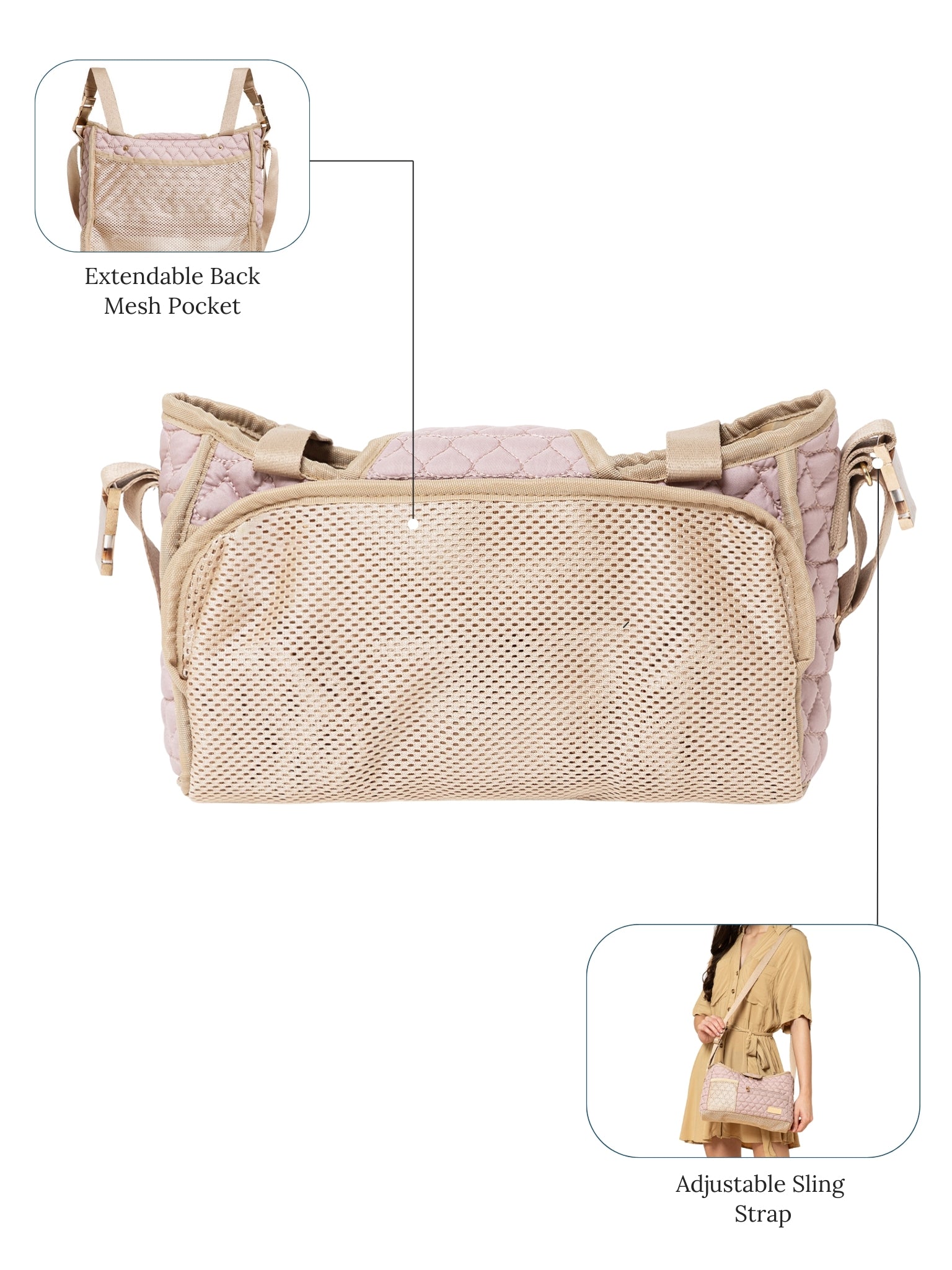 Truva Stroller Caddy - Blush Pink