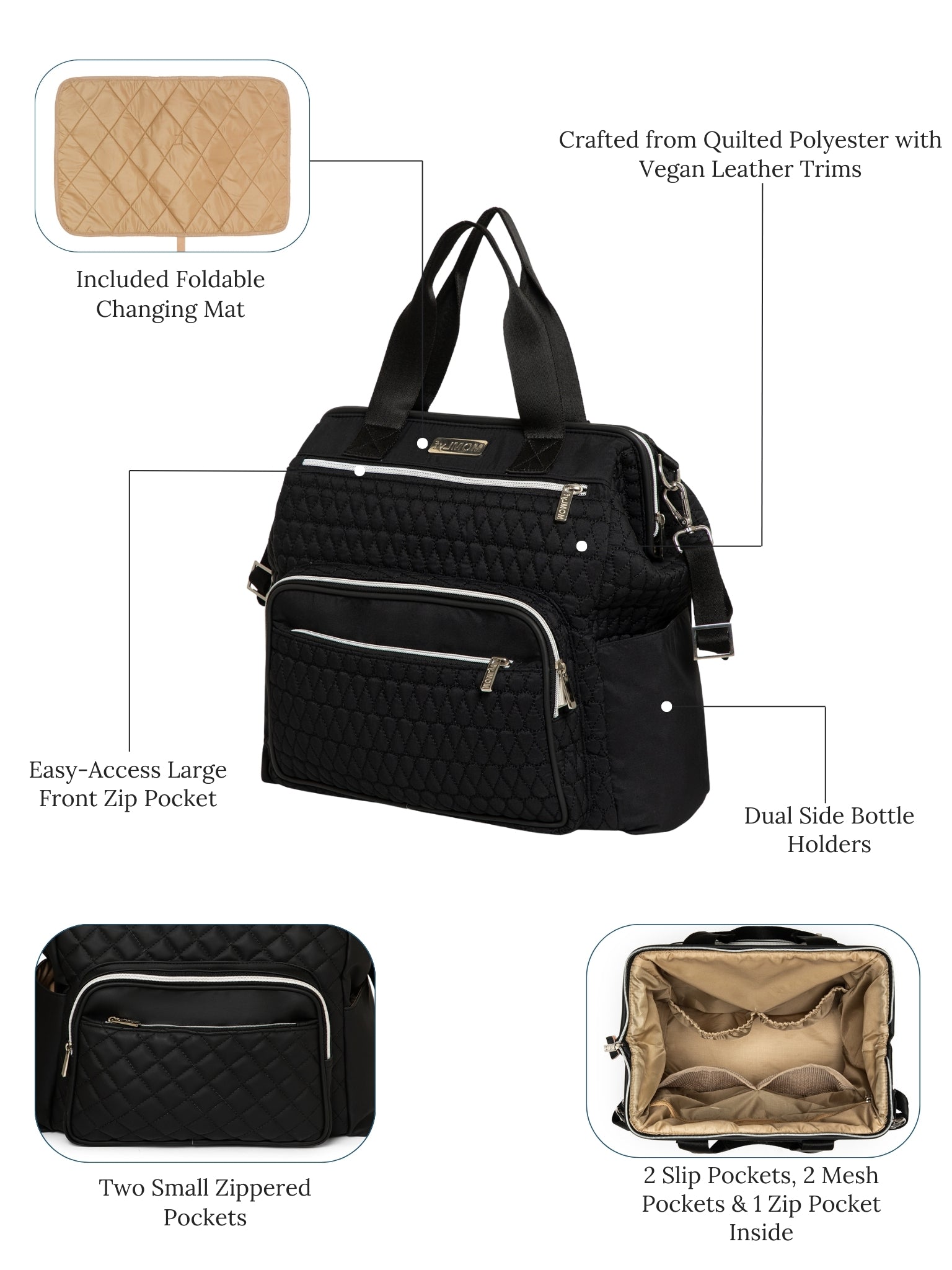 Nara Diaper Bag - Black