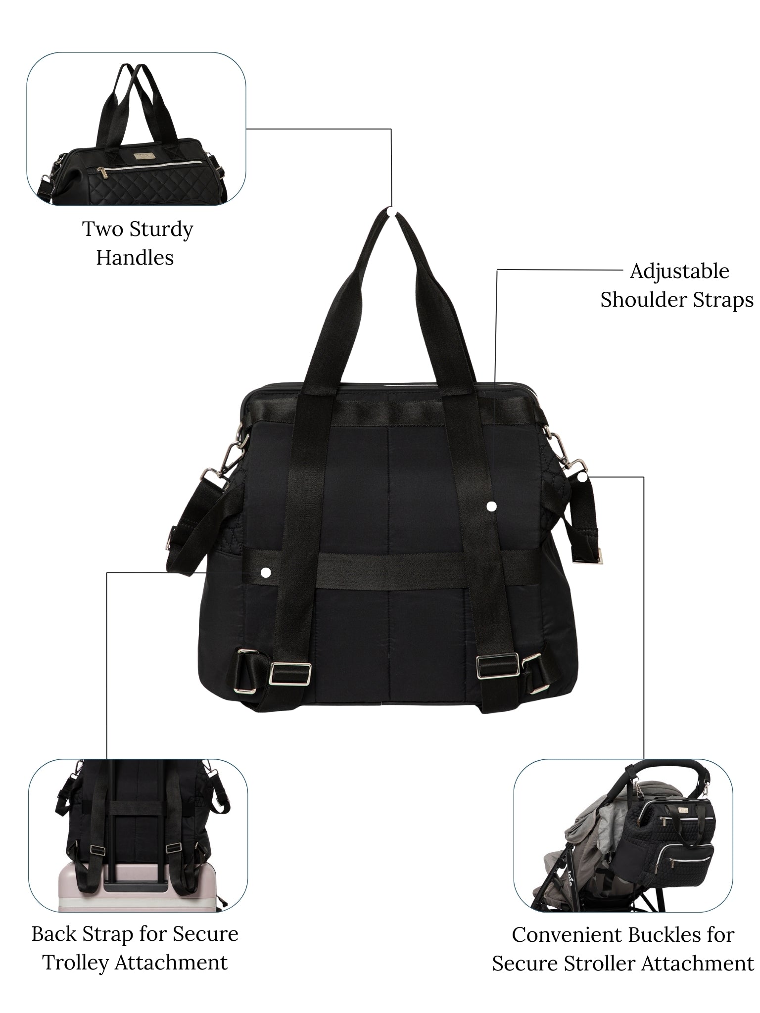 Nara Diaper Bag - Black