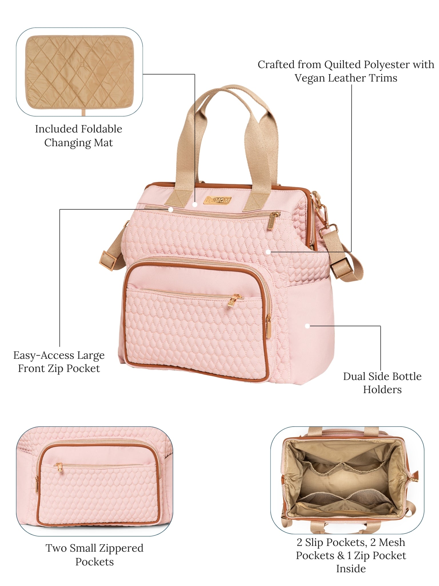 Nara Diaper Bag - Blush Pink
