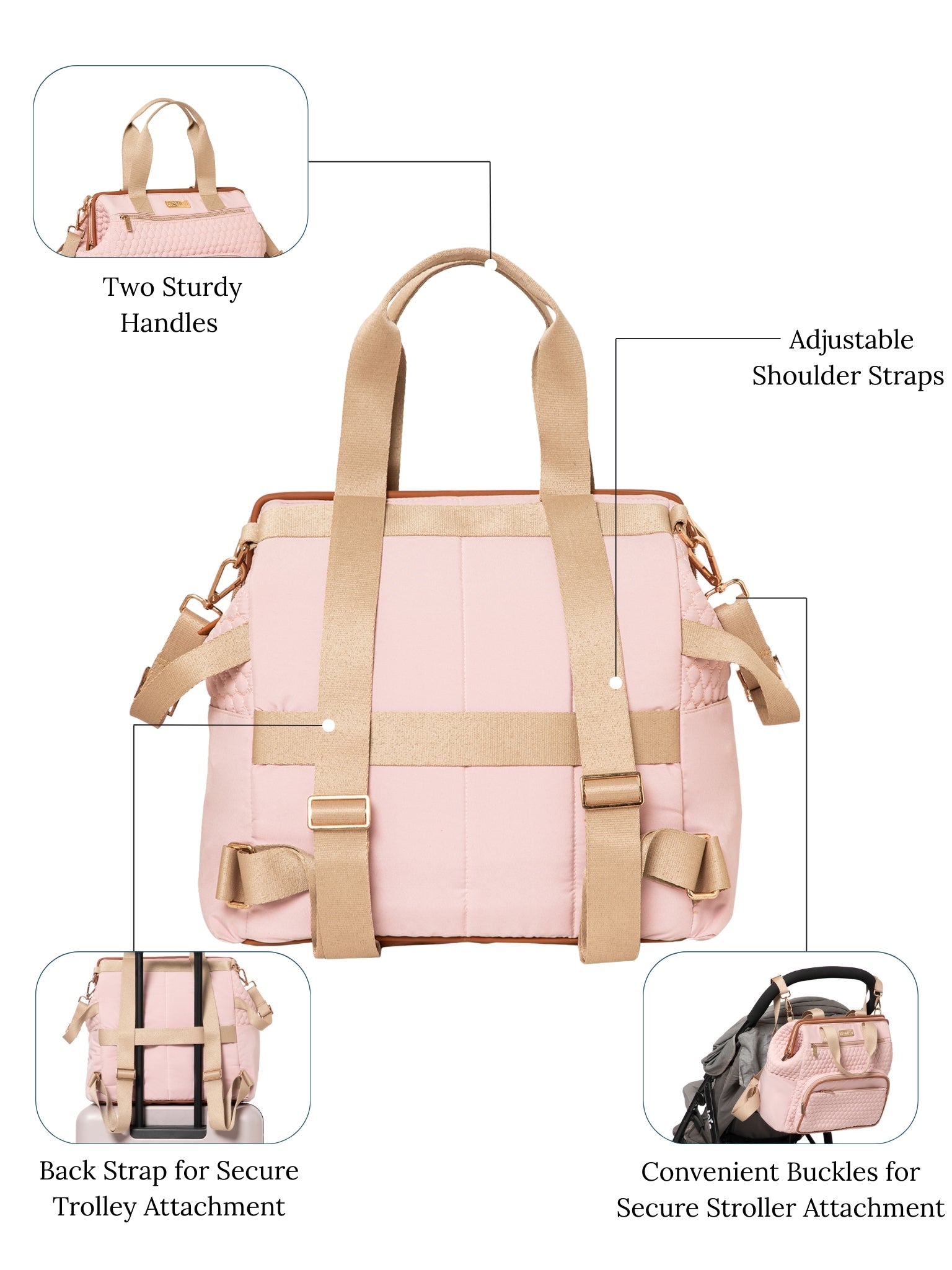 Nara Diaper Bag - Blush Pink