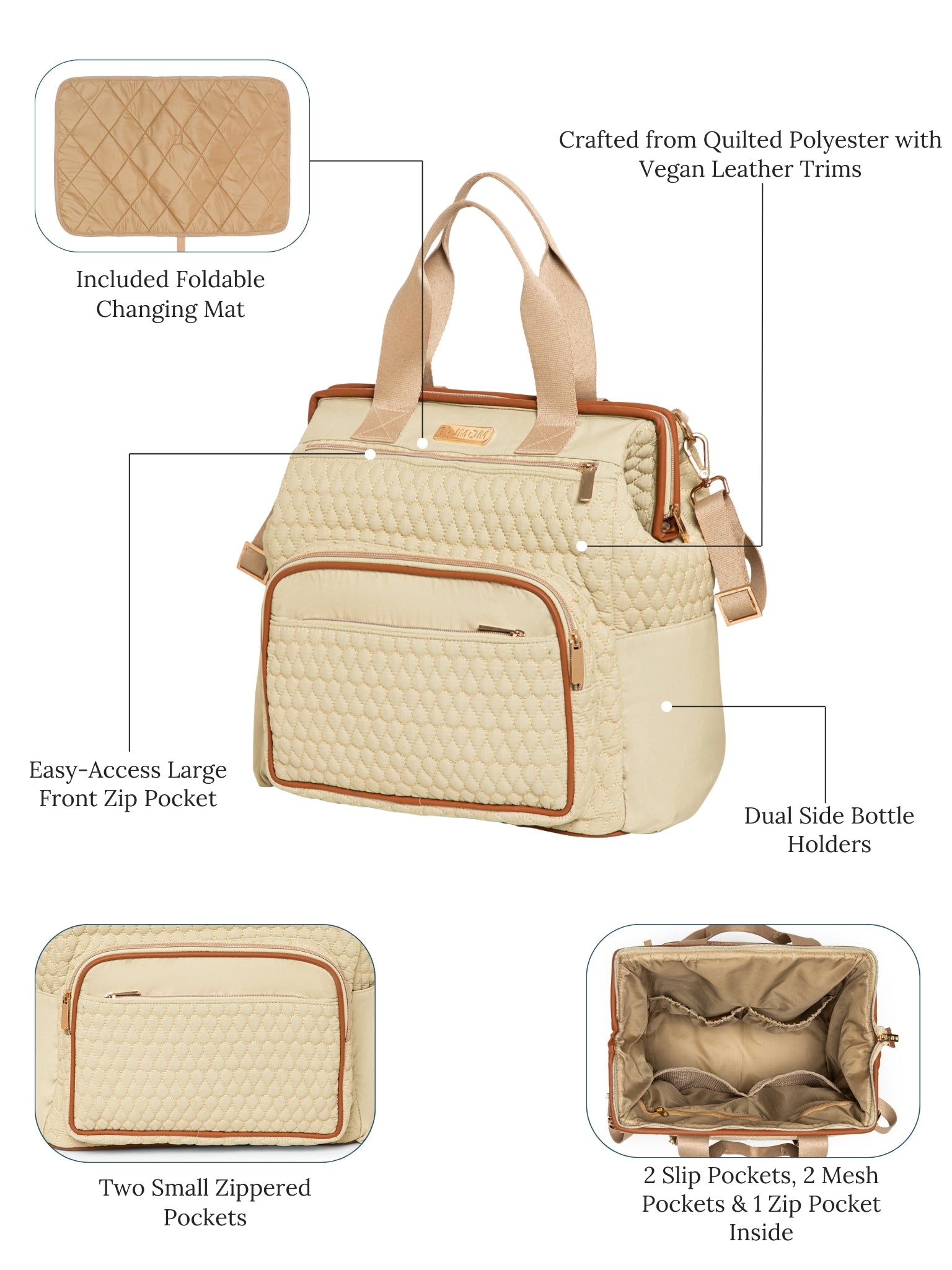 Nara Diaper Bag - Beige