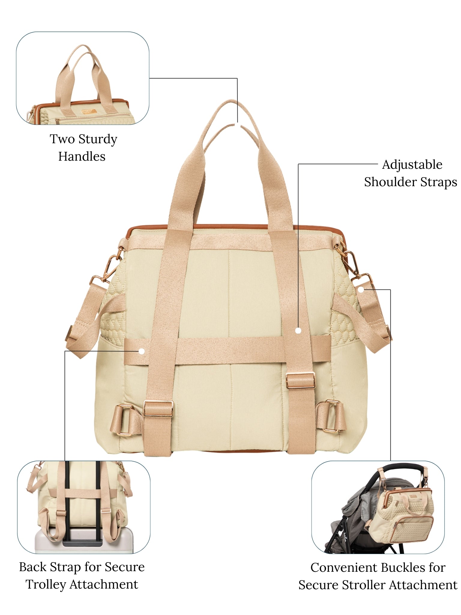 Nara Diaper Bag - Beige